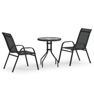 vidaXL Bistro Set Black Steel Medium Bistro Set Round Modern