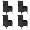 vidaXL Dining Set Black Solid Acacia Wood, Poly Rattan, Powder-Coated Steel