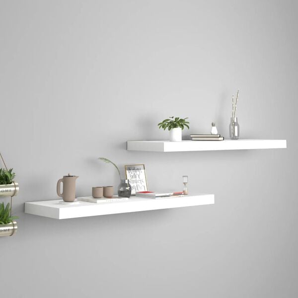 vidaXL Wall Shelf Set of 2 White Honeycomb MDF, Metal