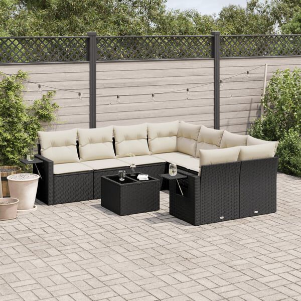 vidaXL Garden Sofa Set Black, Cream white