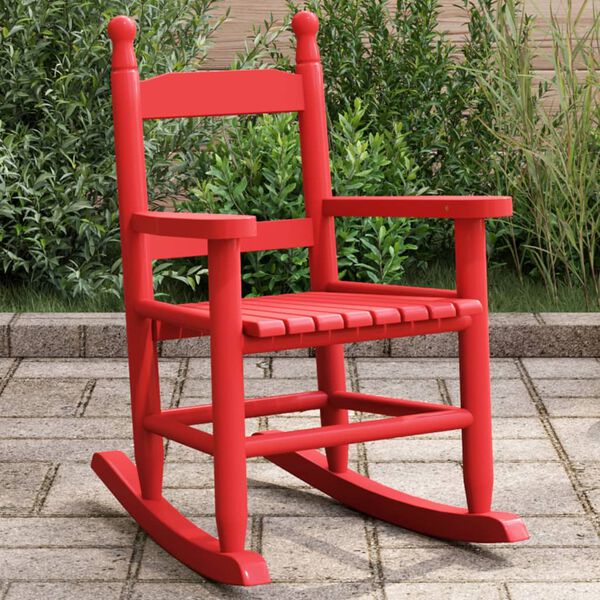 vidaXL Rocking Chair Red Poplar Wood Small Rocking Chair Rectangular