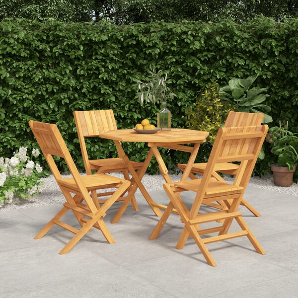vidaXL Garden Dining Set Natural Teak Solid Teak wood Medium Foldable