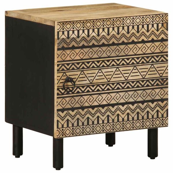 vidaXL Bedside Cabinet Black Solid rough mango wood, iron Small