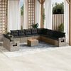 vidaXL Garden Sofa Set Grey PE rattan Large Modular Garden Sofa Set