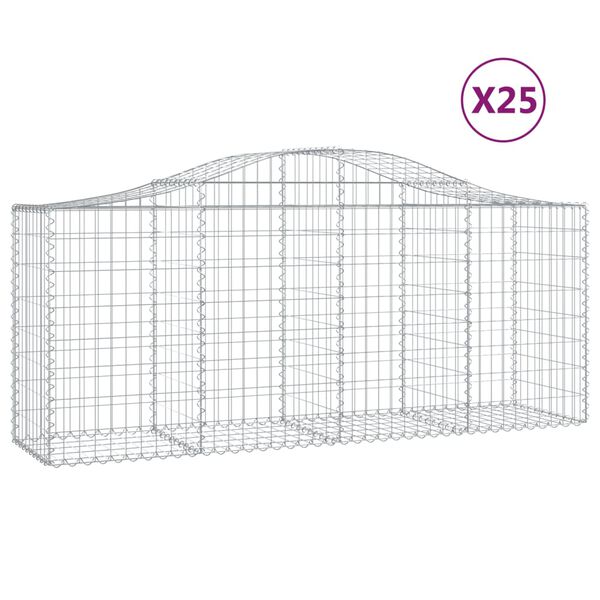 vidaXL Gabion Basket Set of 25 Silver Galvanized iron Large