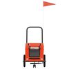vidaXL Pet Bike Trailer Orange and Grey Oxford fabric, iron, PVC Small