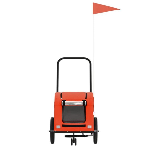 vidaXL Pet Bike Trailer Orange and Grey Oxford fabric, iron, PVC Small