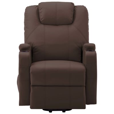 vidaXL Stand up Massage Chair Brown Faux Leather