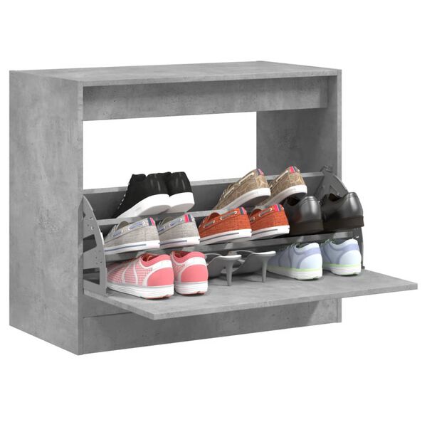 vidaXL Shoe Cabinet Concrete Grey Engineered Wood Compact Shoe Cabinet