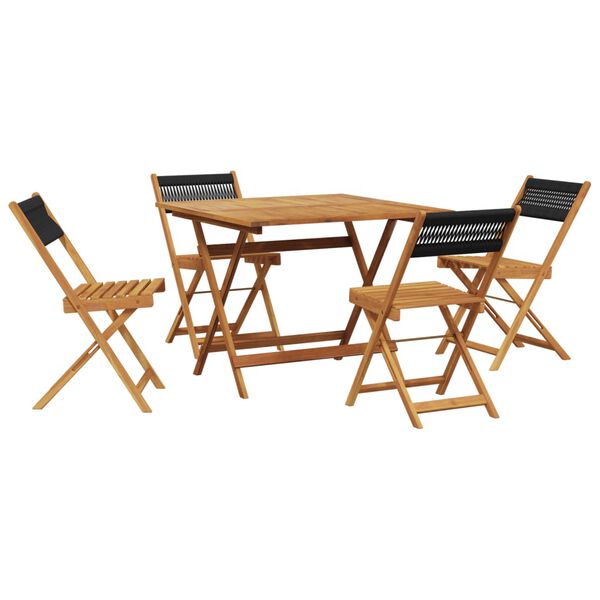 vidaXL Garden Dining Set Black Solid Acacia wood Foldable
