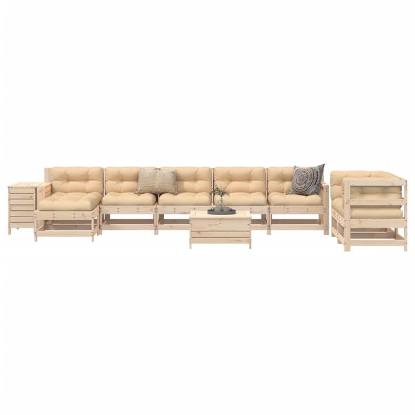vidaXL Garden Sofa Set Brown Solid pine wood Large Modular