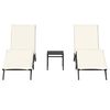 vidaXL Sun Lounger Set of 2 Black, Cream White