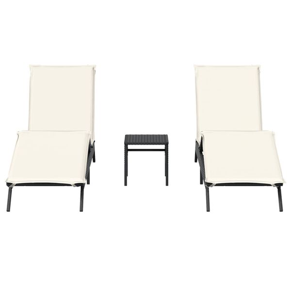 vidaXL Sun Lounger Set of 2 Black, Cream White