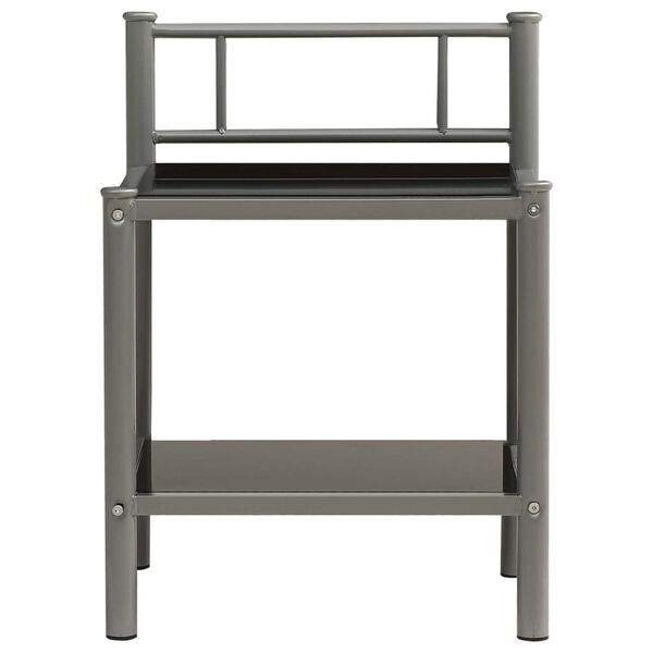 vidaXL Bedside Cabinet Set of 2 Grey and Black