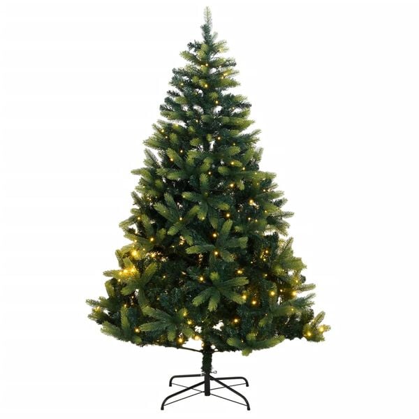 vidaXL Artificial Hinged Christmas Tree Light green and dark green