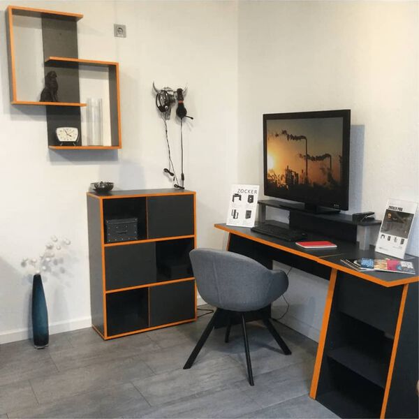 FMD Storage Cabinet Anthracite Melamine-coated particle board Medium