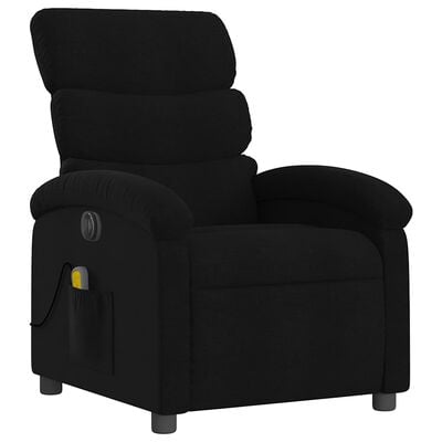 Black recliner from a different angle showing armrest and leg support