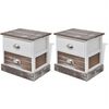 vidaXL Bedside Cabinet Set of 2 Brown and White Paulownia Wood and Plywood