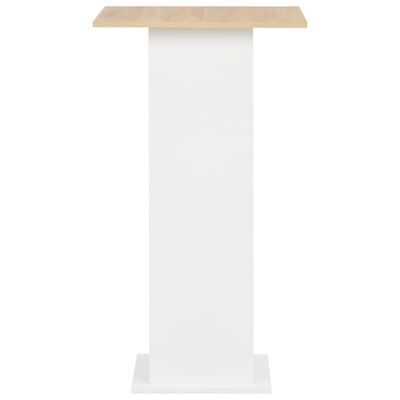 vidaXL Bar Table White and Sonoma Oak 23.6"x23.6"x43.3"