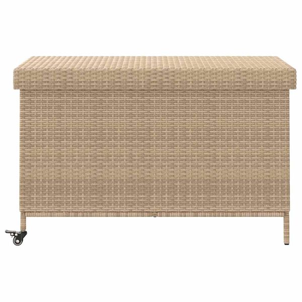 vidaXL Patio Storage Box with Wheels Mixed Beige 43.3x21.7x28.7" Poly Rattan