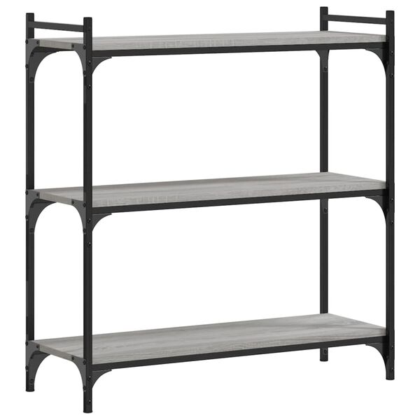vidaXL Bookcase Gray Sonoma Engineered Wood, Metal Medium