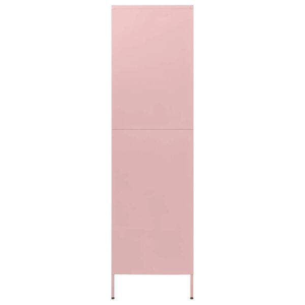 vidaXL Wardrobe Pink Steel Large Wardrobe Rectangular Modern