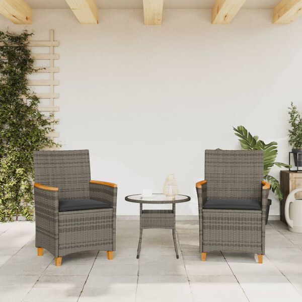 vidaXL Garden Chair Grey PE rattan 23.2 x 24.0 x 35.4 in