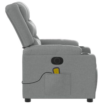 Side view of recliner showing cup holder and control panel
