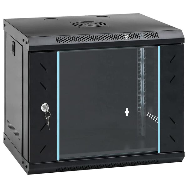 vidaXL 9U Wall Mounted Network Cabinet 19" IP20 20.9x15.7x17.7"