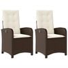vidaXL Reclining Garden Chair Set of 2 Brown PE rattan Standard