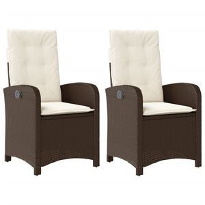 vidaXL Reclining Garden Chair Set of 2 Brown PE rattan Standard