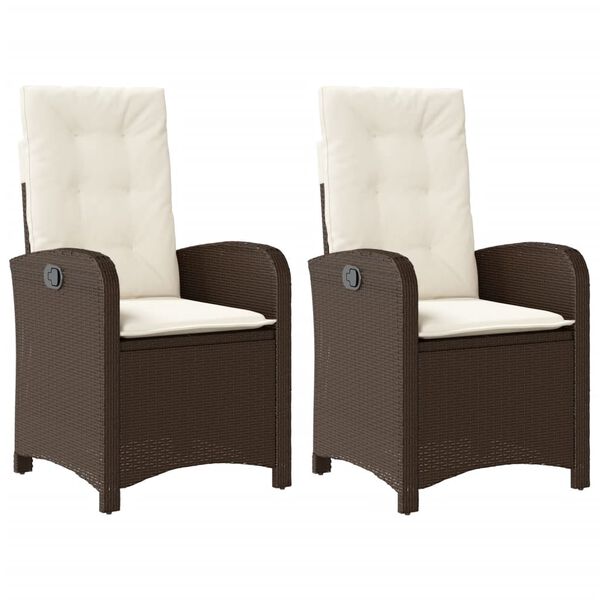 vidaXL Reclining Garden Chair Set of 2 Brown PE rattan Standard