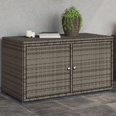 vidaXL Patio Storage Cabinet Gray 43.3"x21.7"x23.8" Poly Rattan