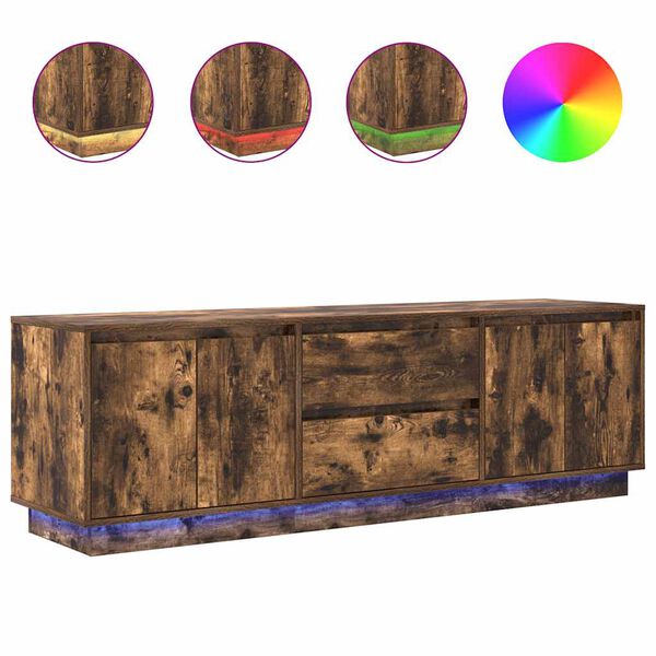 vidaXL TV Cabinet Smoked Oak Engineered Wood Large Stylish Rectangular