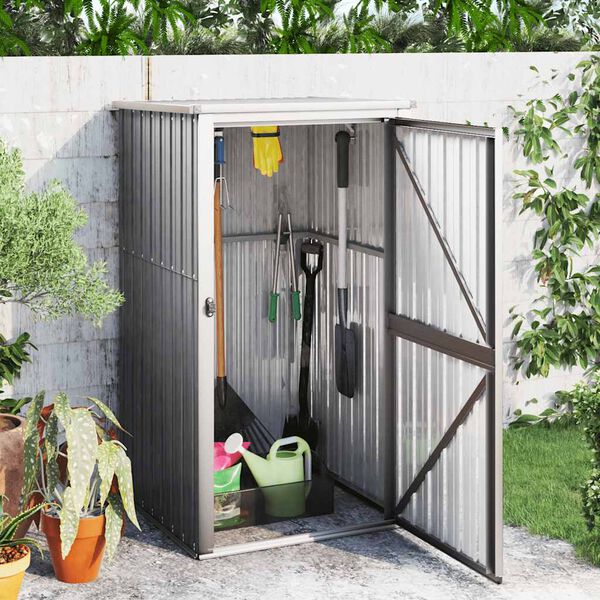 vidaXL Tool Shed Grey Galvanized steel, metal, plastic Medium