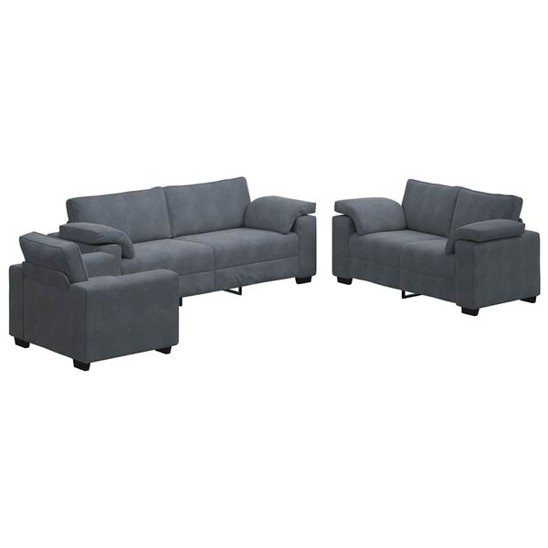 vidaXL Sofa Set Dark Grey Velvet (100% polyester), wood, metal Large