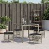 vidaXL Garden Stool Set of 4 Light Grey PE rattan Small