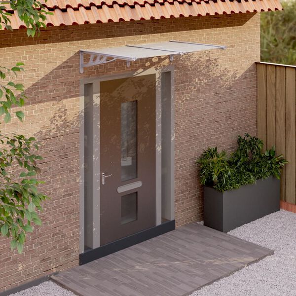 vidaXL Door Canopy Grey and Transparent Polycarbonate, ABS, Aluminum