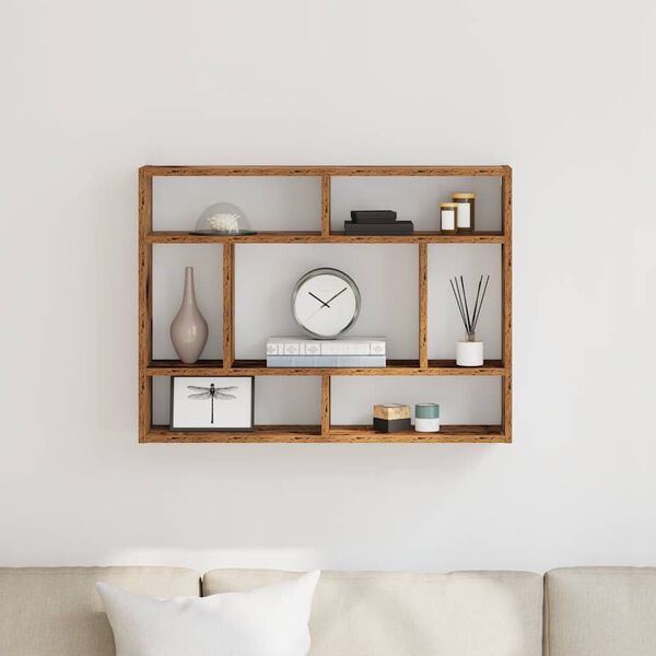vidaXL Wall Shelf Old Wood 29.5x6.3x21.7" Engineered Wood