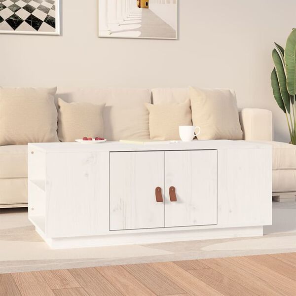 vidaXL Coffee Table White Solid pine wood 39.4 x 19.7 x 16.1 in