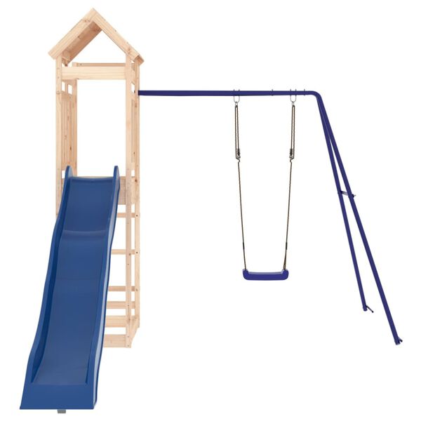 vidaXL Outdoor Playset Blue, Natural Solid pine wood, Polypropylene, Metal