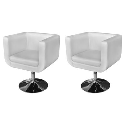 vidaXL Armchairs with Chrome Base 2 pcs White Faux Leather