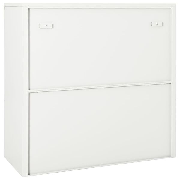 vidaXL Sliding Door Cabinet White Steel Medium Locks