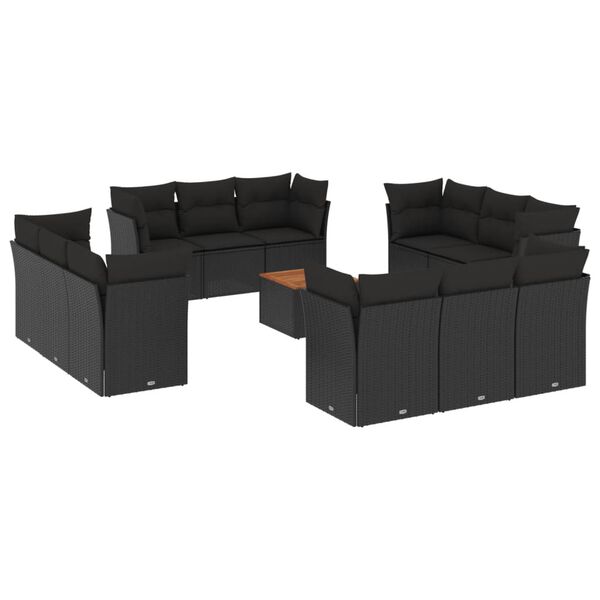 vidaXL Garden Sofa Set Black