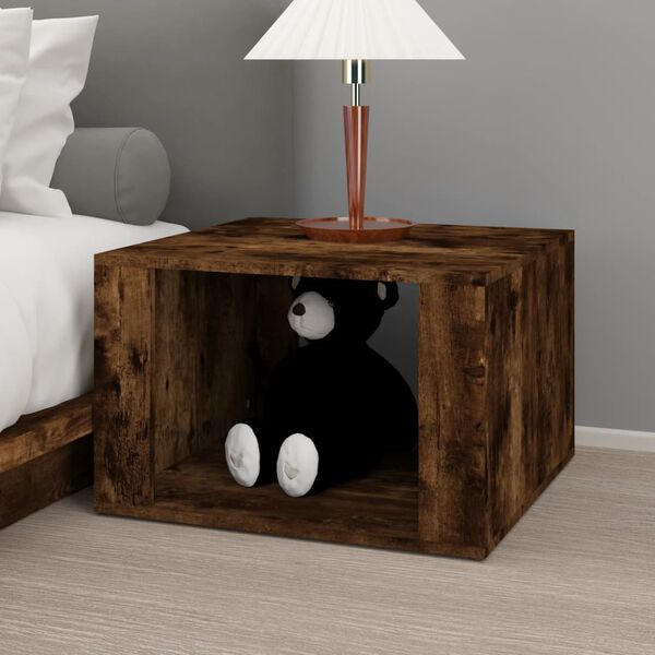 vidaXL Bedside Table Smoked Oak Engineered wood Medium Bedside Table