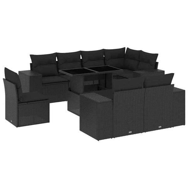 vidaXL Garden Sofa Set Black