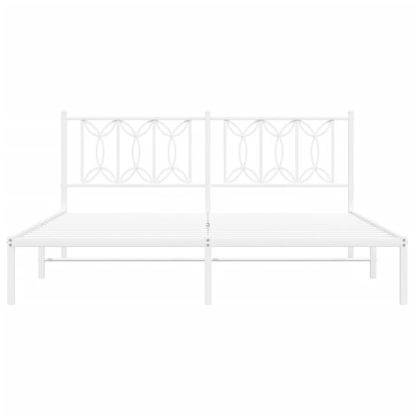 vidaXL Bed Frame White Steel Full Bed Frame Rectangular Modern