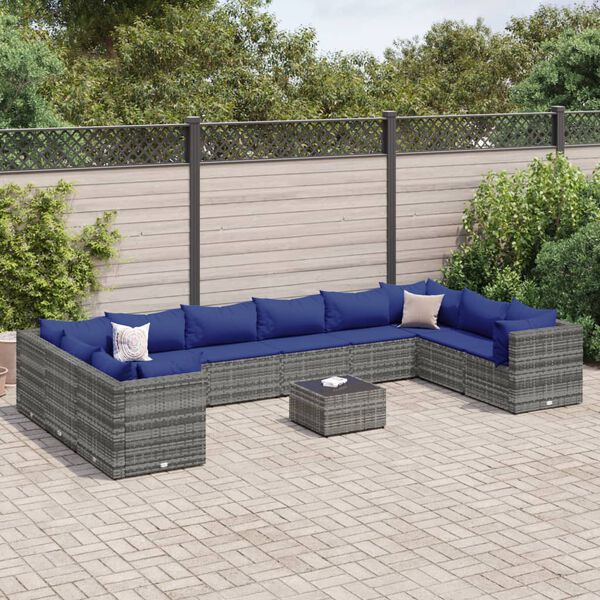 vidaXL Patio Lounge Set Grey PE rattan Medium Modular Patio Lounge Set