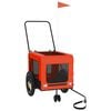 vidaXL Pet Bike Trailer Orange and Black Made from Oxford Fabric, Iron, PVC