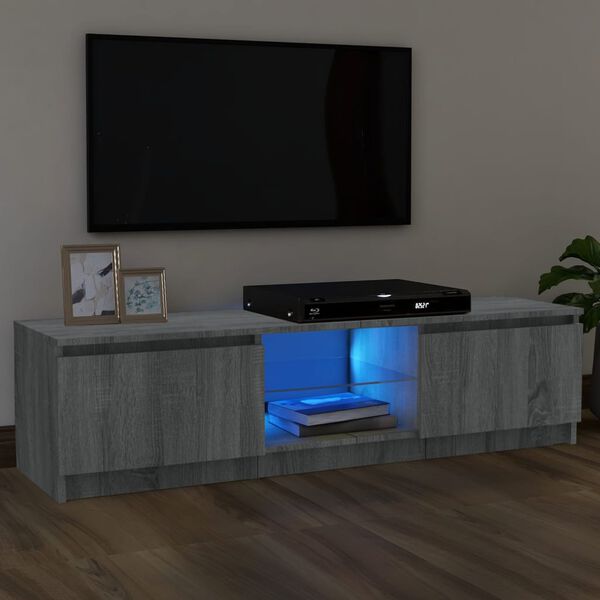 vidaXL TV Stand with LED Lights Gray Sonoma 47.2"x11.8"x14.2"